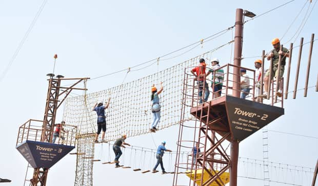 Perform High Rope Challenge Course at Della Adventure
