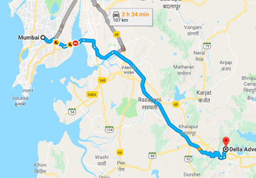 Mumbai to Della Adventure Park Road Map