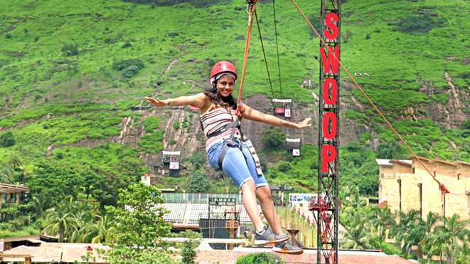 Try Flying Fox (500 ft) at Della Adventure Park