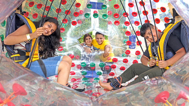 Land zorbing (200 ft.) at Della Adventure Park 