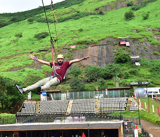 Perform India's Longest Flying Fox at Della Adventure Park